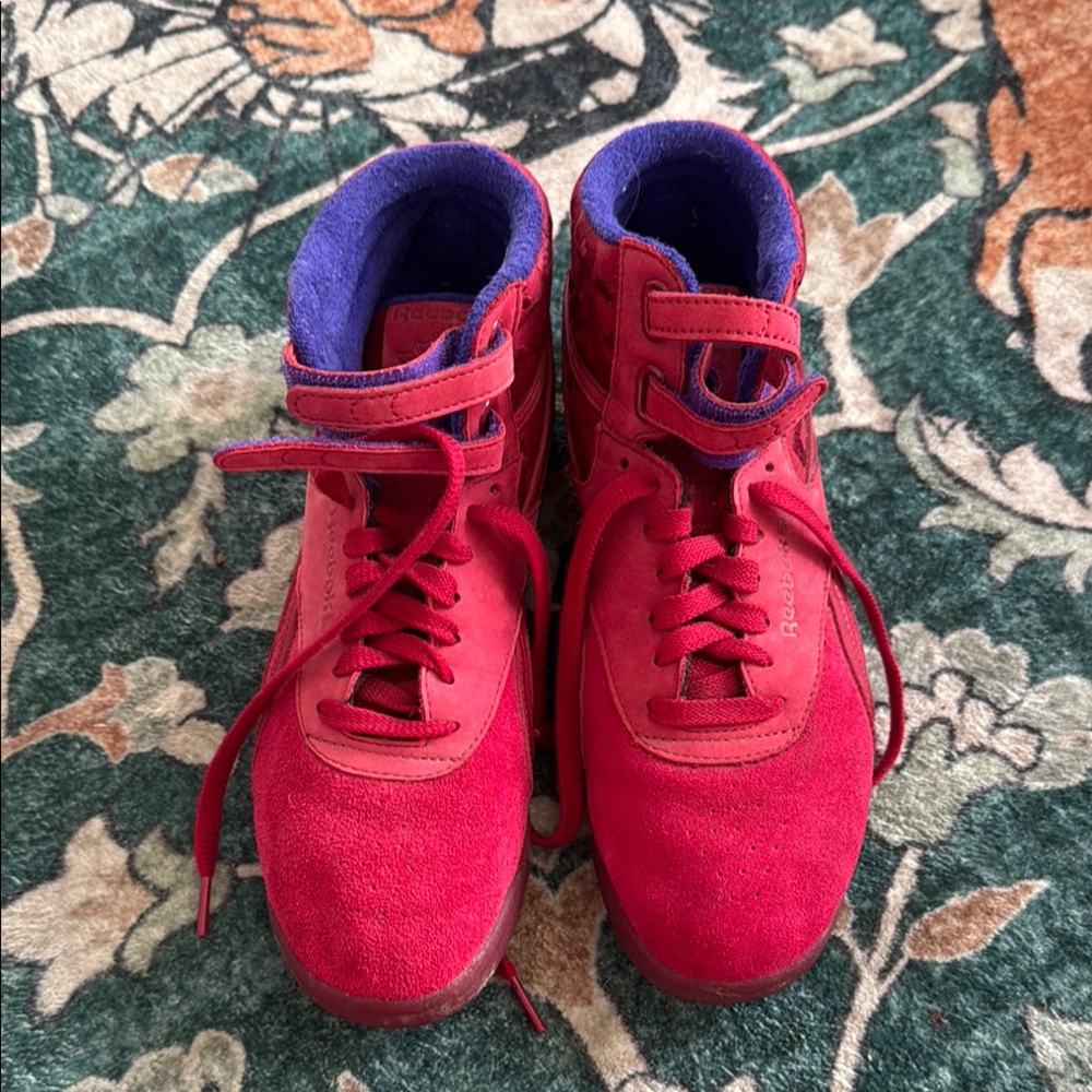 Reebok Bold Red Sneakers with Purple Lining